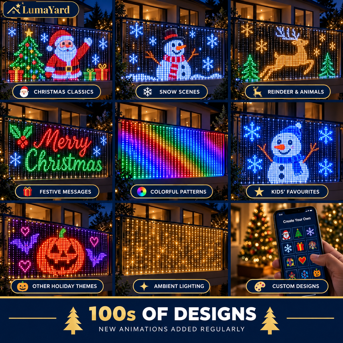 LumaYard™ Smart Animated Christmas Balcony Lights